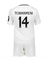 Real Madrid Aurelien Tchouameni #14 Hjemmedraktsett Barn 2024-25 Korte ermer (+ bukser)